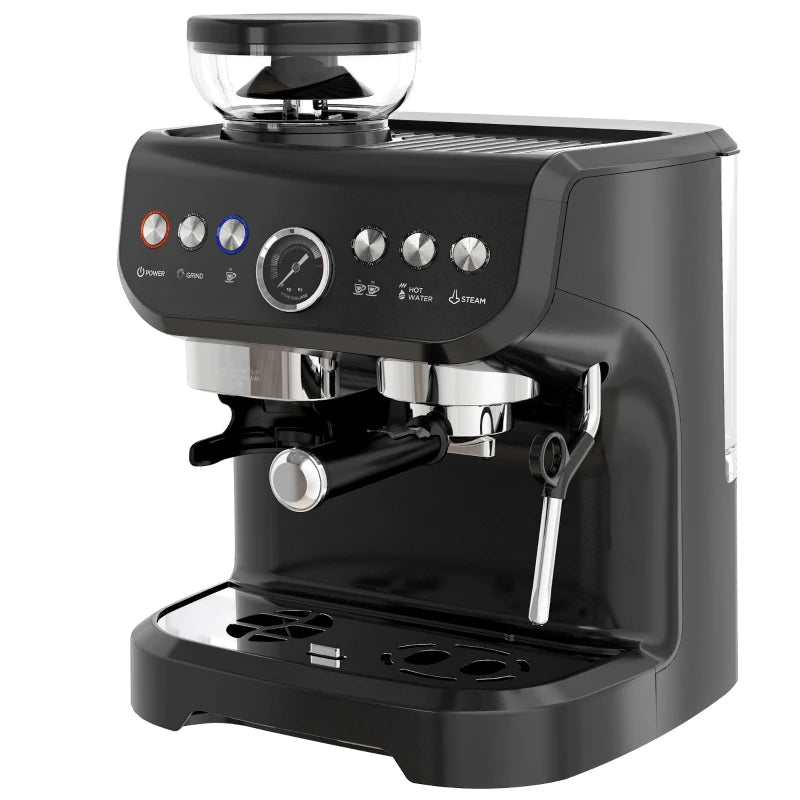 15 Bar Coffee Machine, with Adjustable Grind, Steamer and Accessories by HOMCOM-0