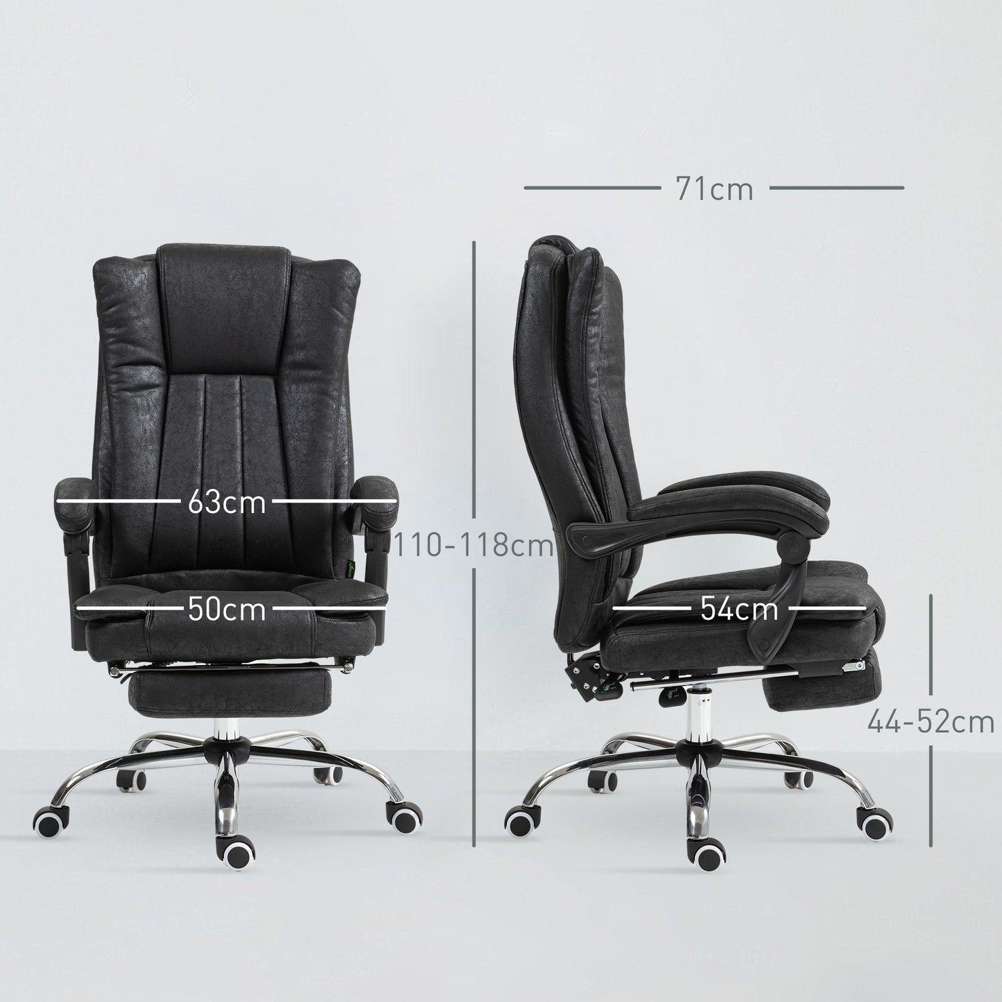 Home Executive Office Chair with Reclining Function Armrests, Swivel Wheels, Footrest, Computer Desk Chair in Black | Vinsetto-1