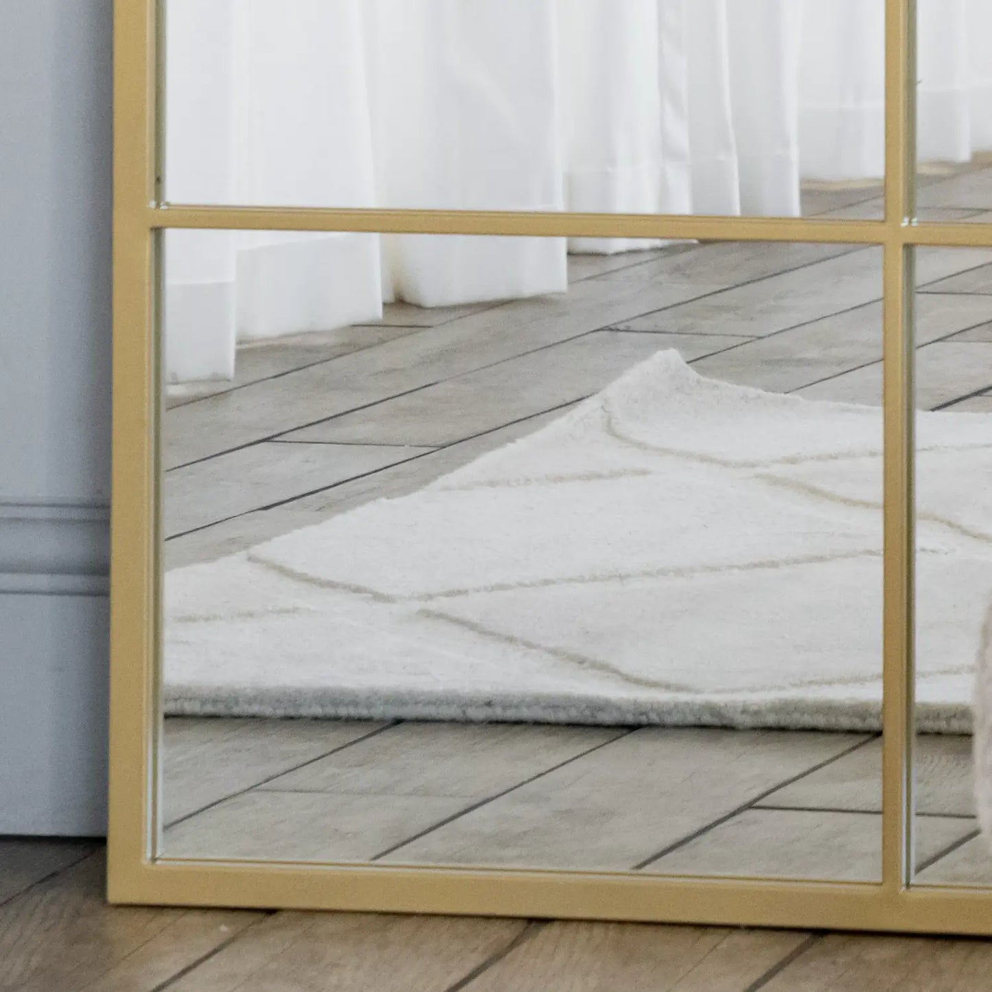 Kyō - Full Length Gold Metal Rectangle Lattice Window Mirror - 200cm x 120cm-1