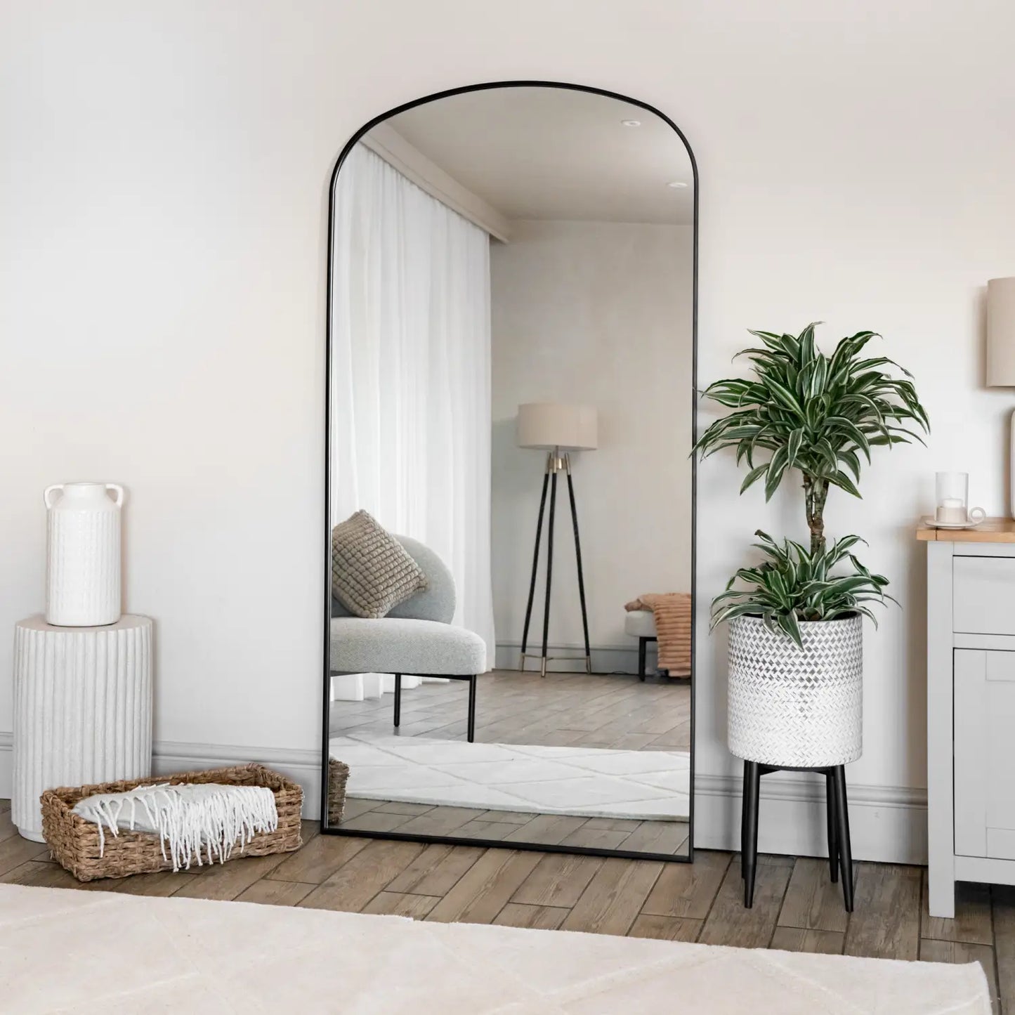 Yōko - Full Length Black Metal Gentle Arch Mirror - 180cm x 90cm-2