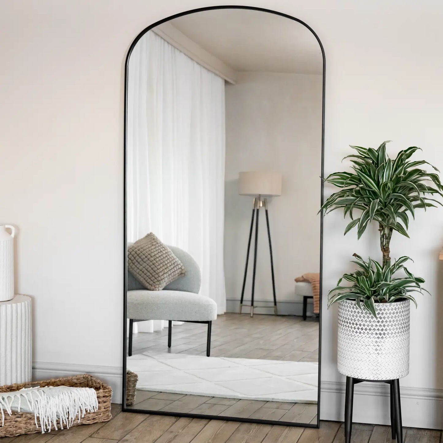 Yōko - Full Length Black Metal Gentle Arch Mirror - 180cm x 90cm-0