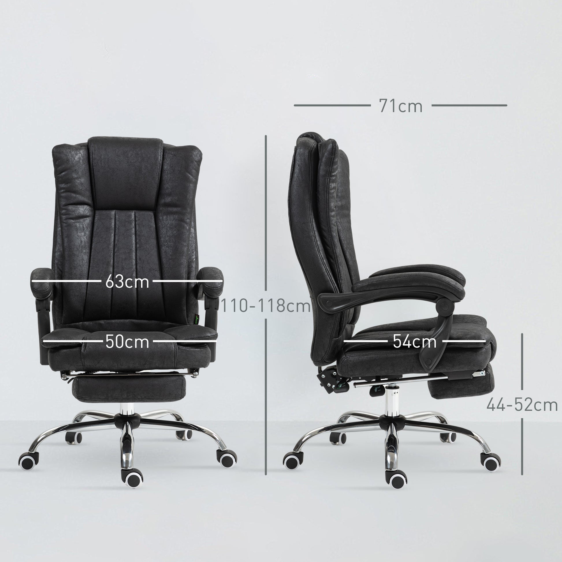 Home Executive Office Chair with Reclining Function Armrests, Swivel Wheels, Footrest, Computer Desk Chair in Black | Vinsetto-1