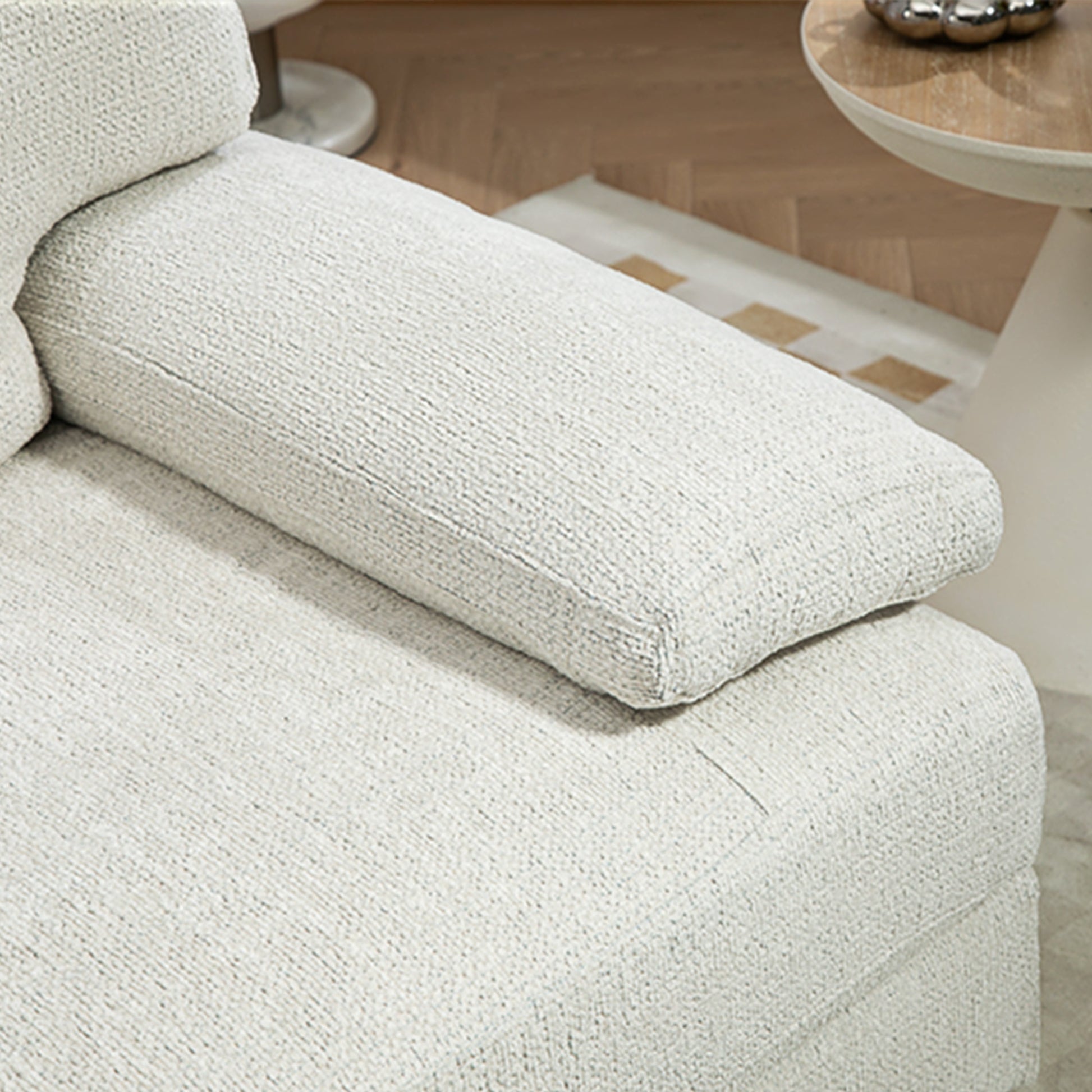 HOMCOM 2 Seater Sofa, Modern Fabric Loveseat with Spring Cushion and Metal Legs, Small Couch in Cream White-6