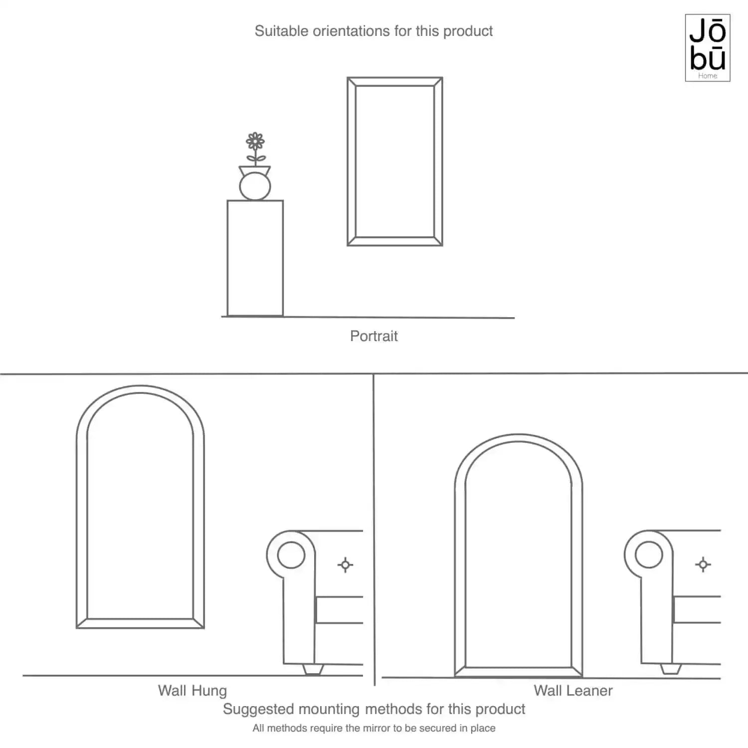 Mio - Black & Gold Metal Arched Window Mirror - 95cm x 120cm-4