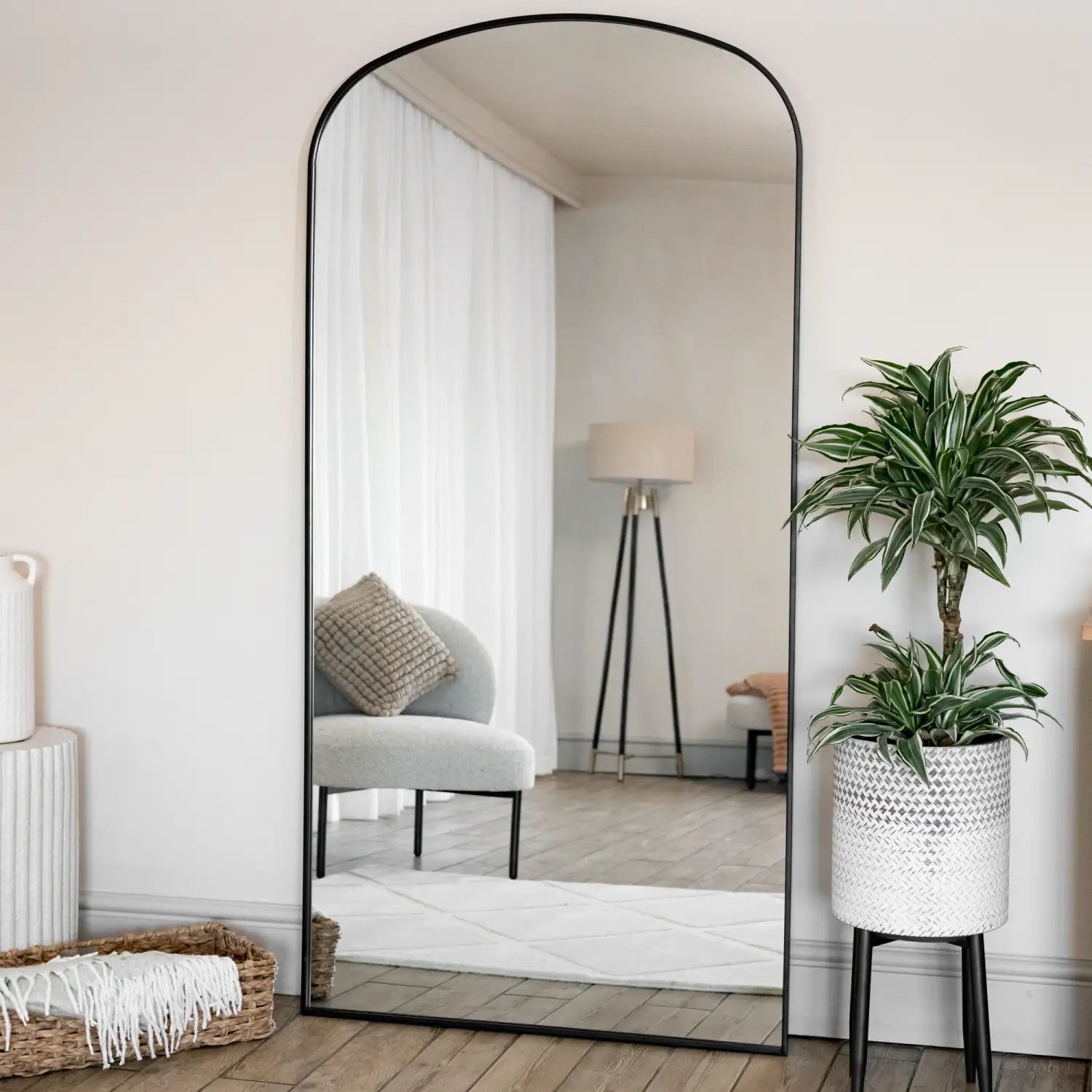 Yōko - Full Length Black Metal Gentle Arch Mirror - 180cm x 90cm-0