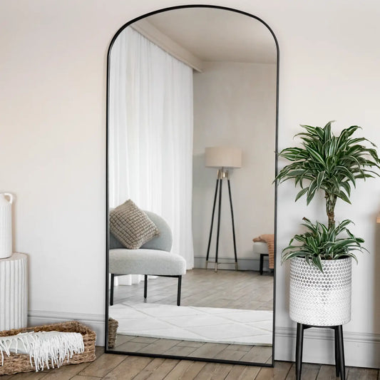 Yōko - Full Length Black Metal Gentle Arch Mirror - 180cm x 90cm-0